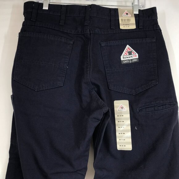 BULWARK FR- MEN'S 34 X 34 - NAVY FLAME RESISTANT COTTON BLEND PANTS - Picture 6 of 12